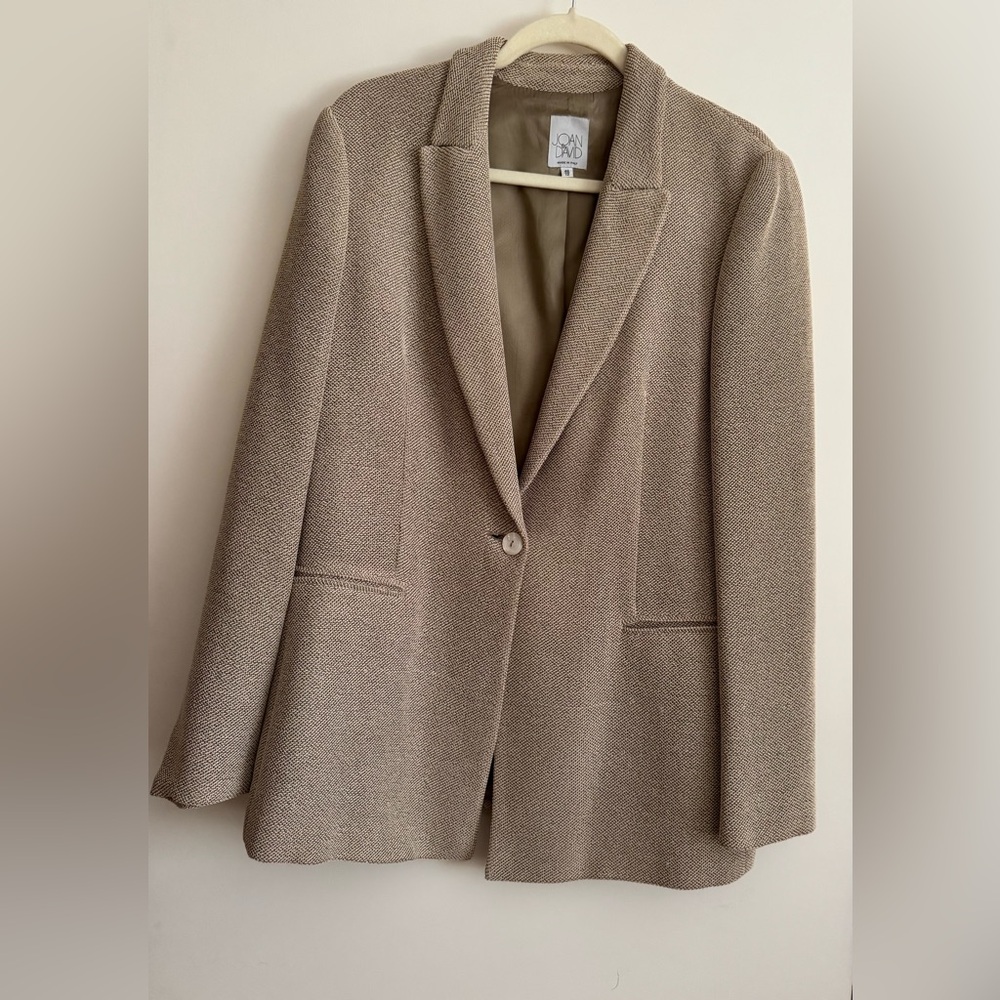 ✨ Vintage Joan & David Italian Blazer Jacket Taupe Beige | Size 12